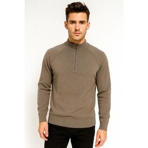 Hampshire Studio Sweater Men's XL  Black Acrylic Stretch Ribbed Quarter Zip